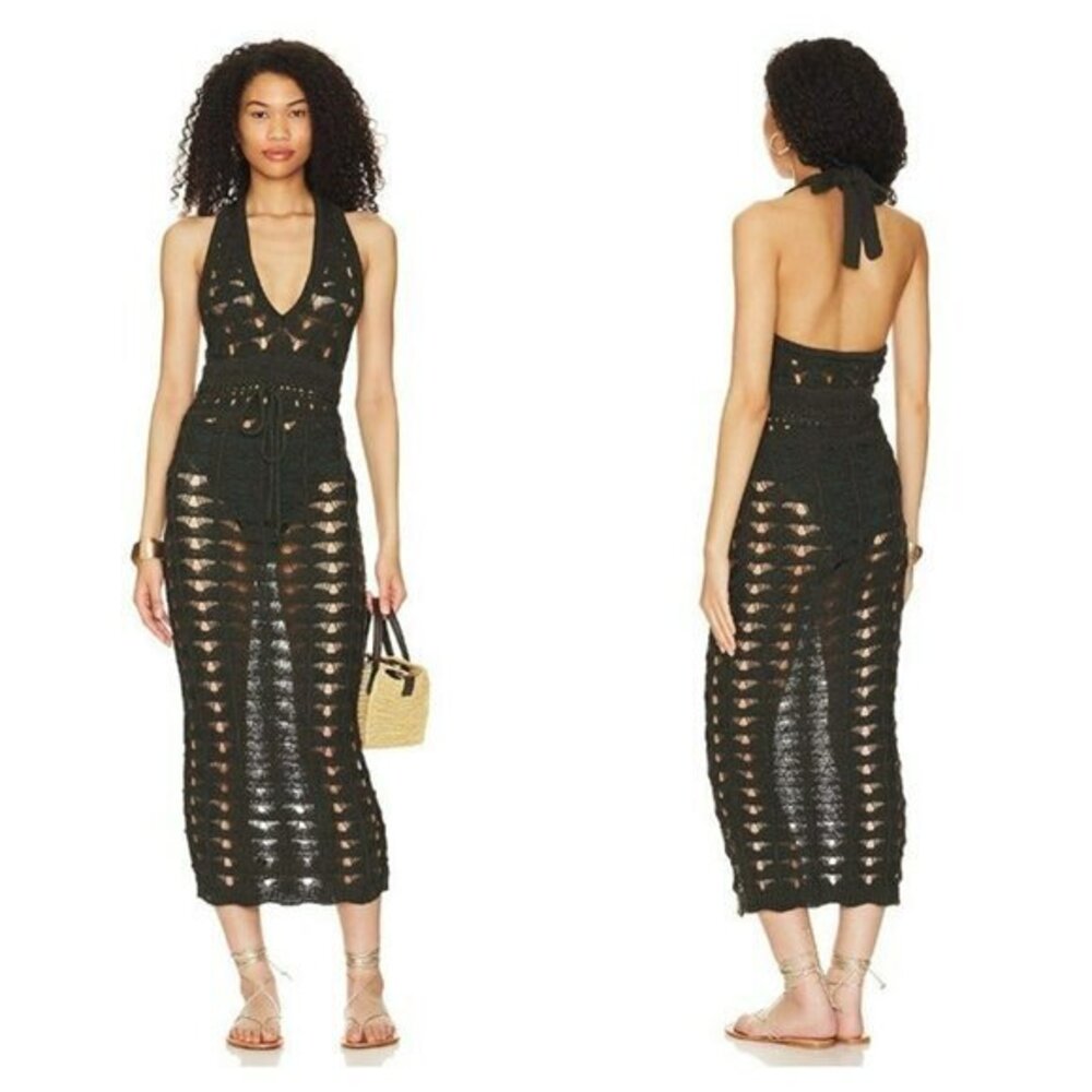 House of Harlow 1960 xREVOLVE Avena Crochet Midi Dress - Deep Green